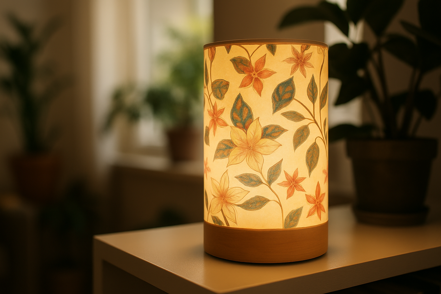 Blomsterlampe i stof